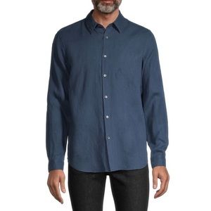 THEORY Men’s Blue Sargasso Irving Linen Button-Down Shirt Size L
